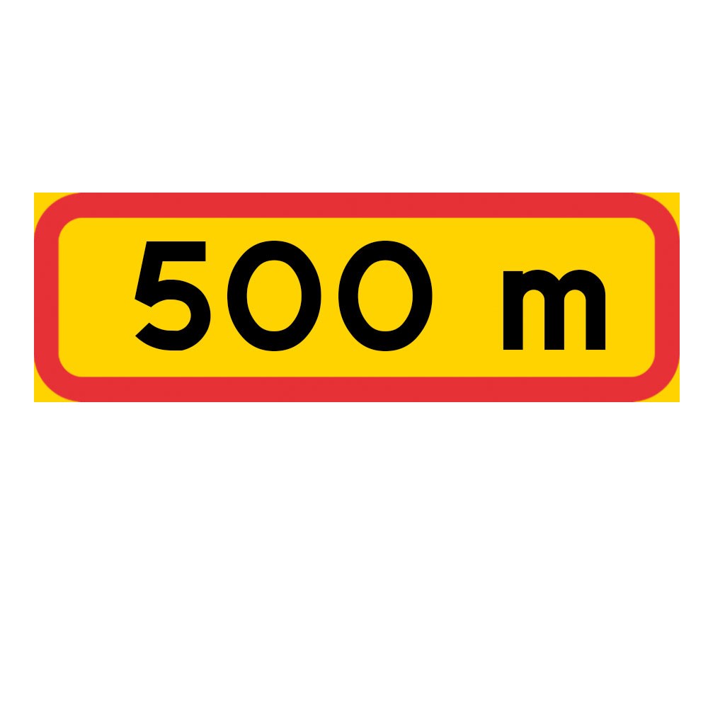 T-tavla 3 gul/röd "500m" 770x295 plast