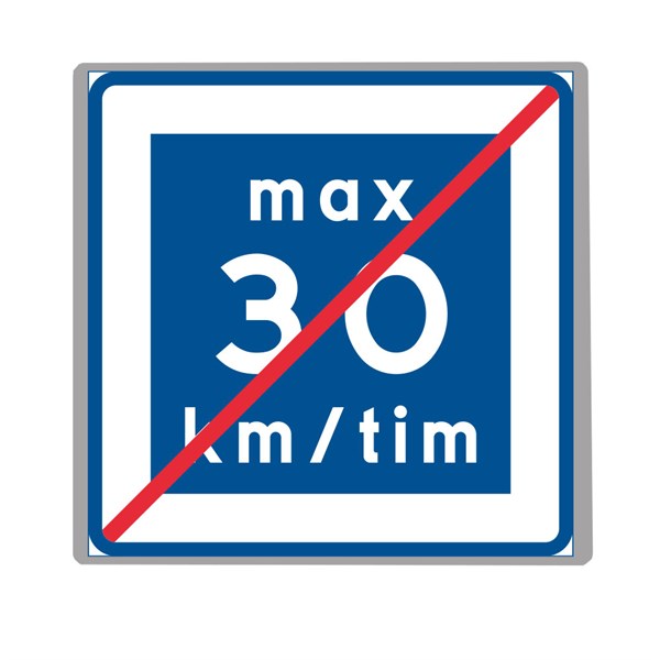 E12-30, N3, Rekommenderad lägre hastighet upphör, 30km/timmen