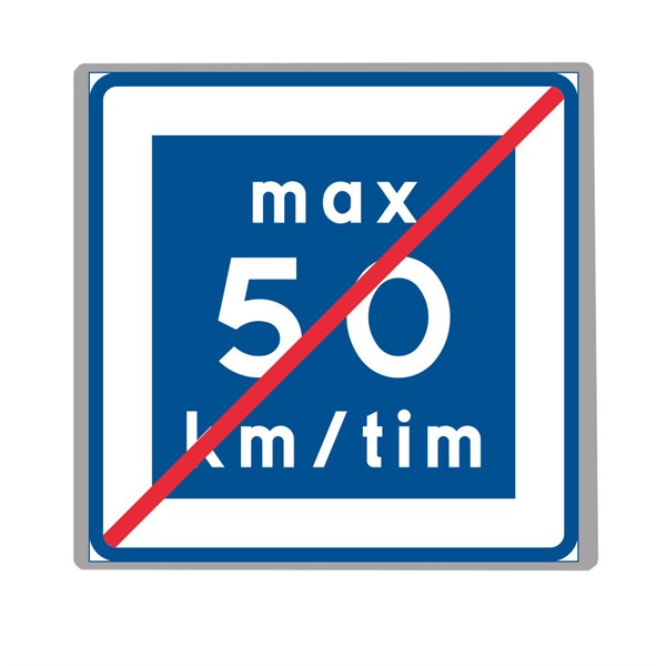 E12-50, N3, Rekommenderad lägre hastighet upphör, 50km/timmen