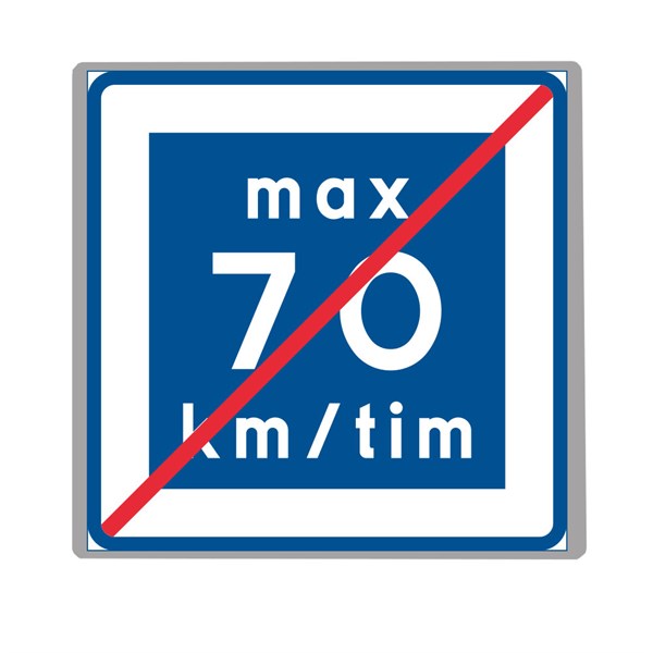 E12-70, N3, Rekommenderad lägre hastighet upphör, 70km/timmen